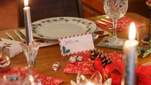 A festive Christmas table with candles