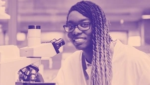 Woman and a microscope