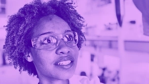 Woman researcher with goggles