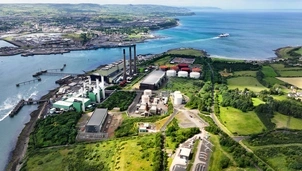 Larne Harbour Ballylumford power station and Lough Antrim Northern Ireland